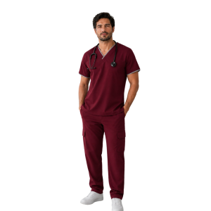 Ambo Benicio Mf Casual Bordo con gris.